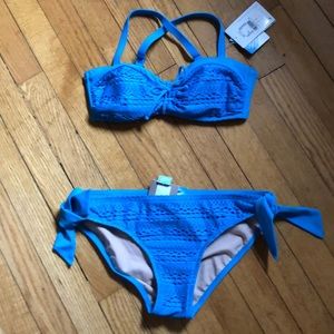 NWT Amoena Sofia sz 8 med blue eyelet 2pc bikini